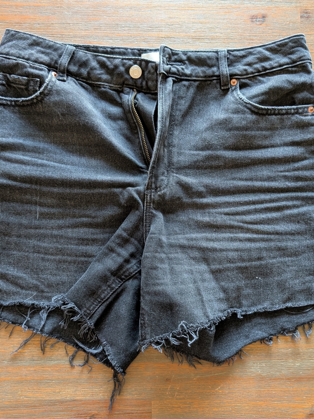 Dynamite Black Frayed Hem Denim Shorts